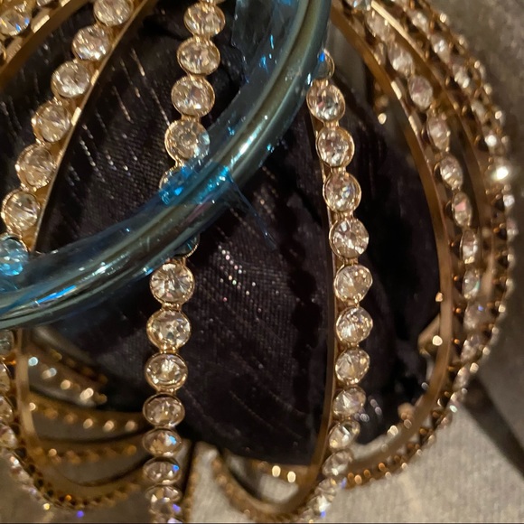 Gold And Rhinestone Round Ball Cage Purse - Picture 5 of 6